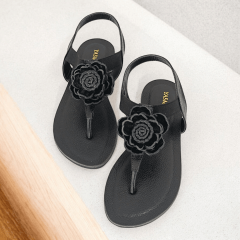 SANDALIA RASTEIRA EM COURO LEGITIMO COM FLOR E ELASTICO -45510