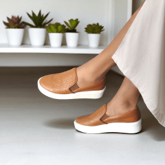Slip-On Feminino em Couro Legitimo Tressê – Conforto com Estilo Atemporal -5127