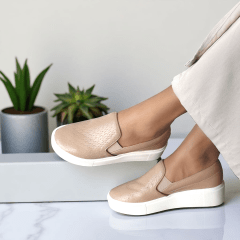 Slip-On Feminino em Couro Legitimo Tressê – Conforto com Estilo Atemporal -5127