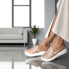 Slip-On Feminino em Couro Legitimo Tressê – Conforto com Estilo Atemporal -5127