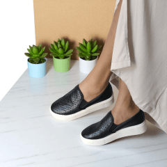 Slip-On Feminino em Couro Legitimo Tressê – Conforto com Estilo Atemporal -5127