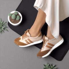 Tênis Casual em Couro Estilo Retrô e Atitude - 5116