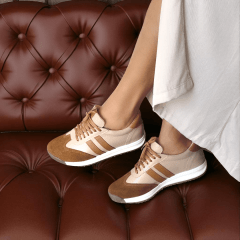 Tênis Casual em Couro Estilo Retrô e Atitude - 5116